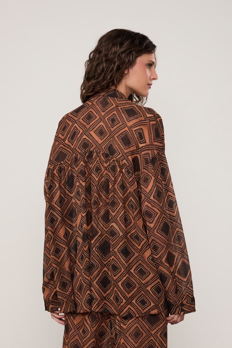 Camisa De Georgette Leve Colissê Estampada