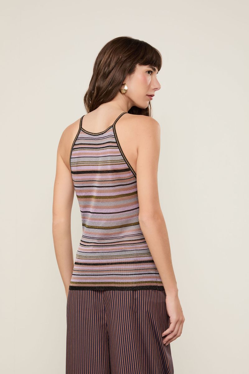 Regata De Tricot Decote Halter Listrado