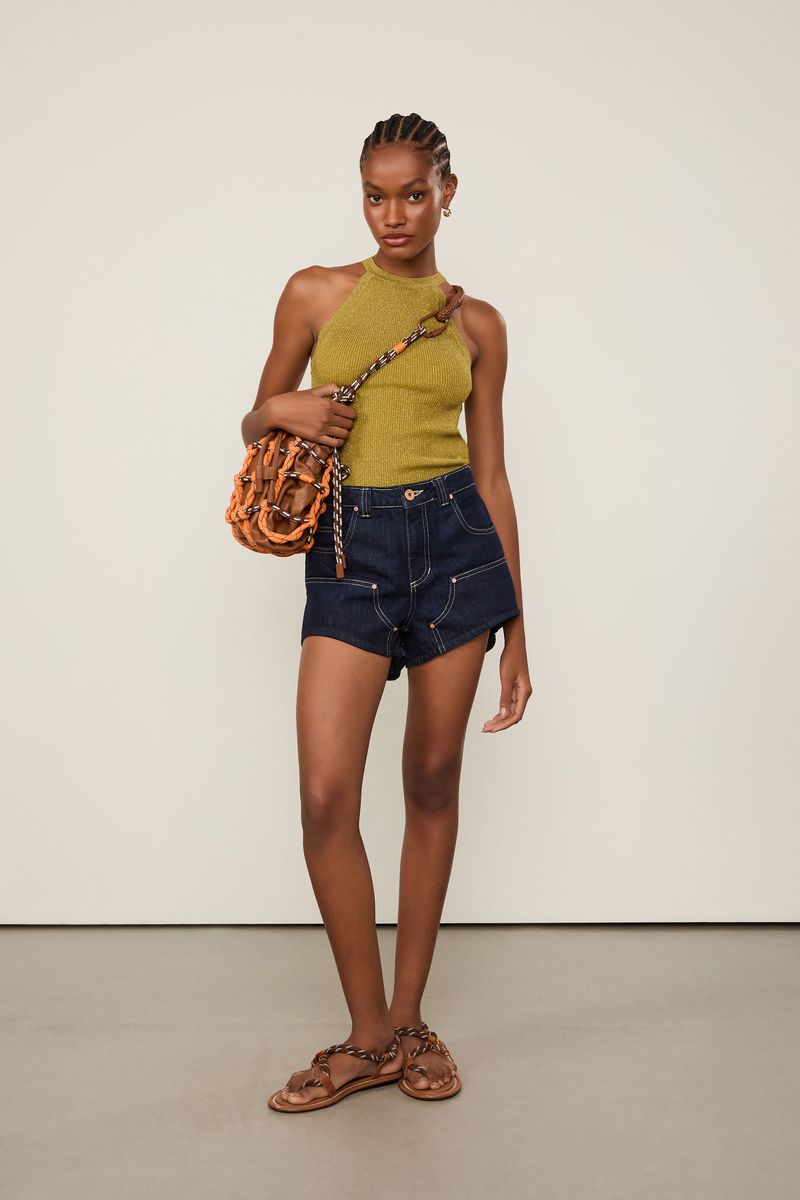 Blusa De Tricot Com Lurex Decote Halter