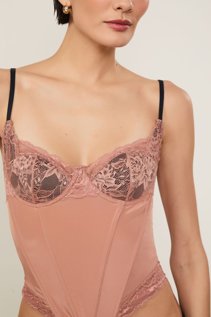 Corselet De Seda Com Renda Intimates
