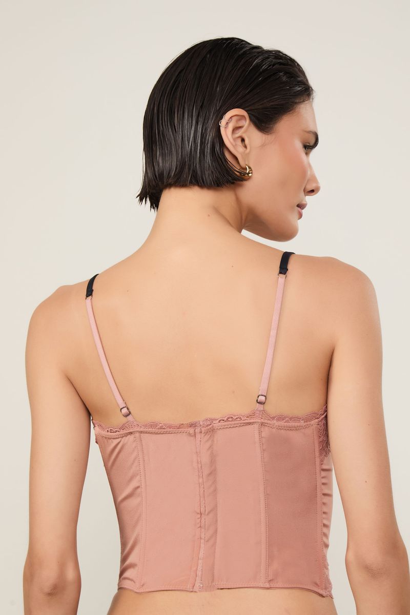 Corselet De Seda Com Renda Intimates