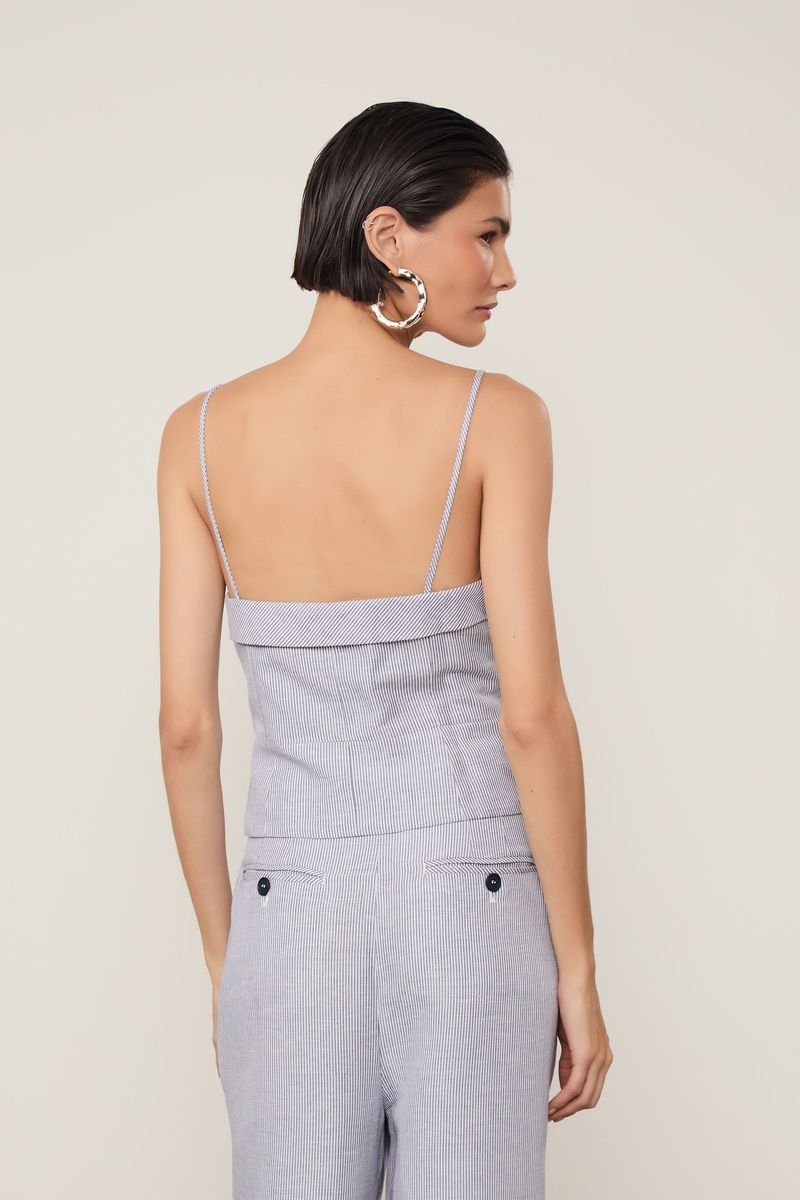 Top Peplum De Linho Listras