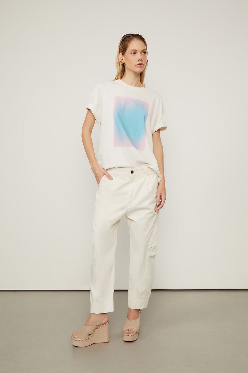 T-Shirt De Malha Off White Silk Furcolin Color Fields