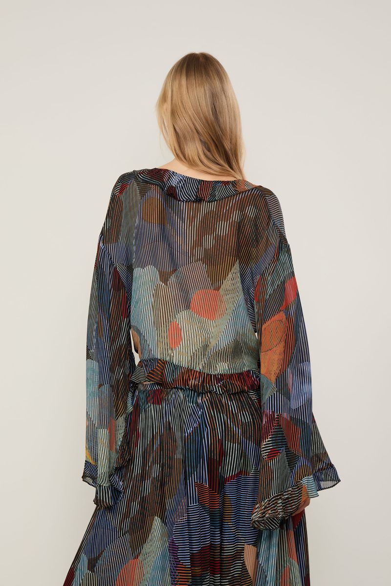 Top De Georgette Leve Manga Ampla Estampado