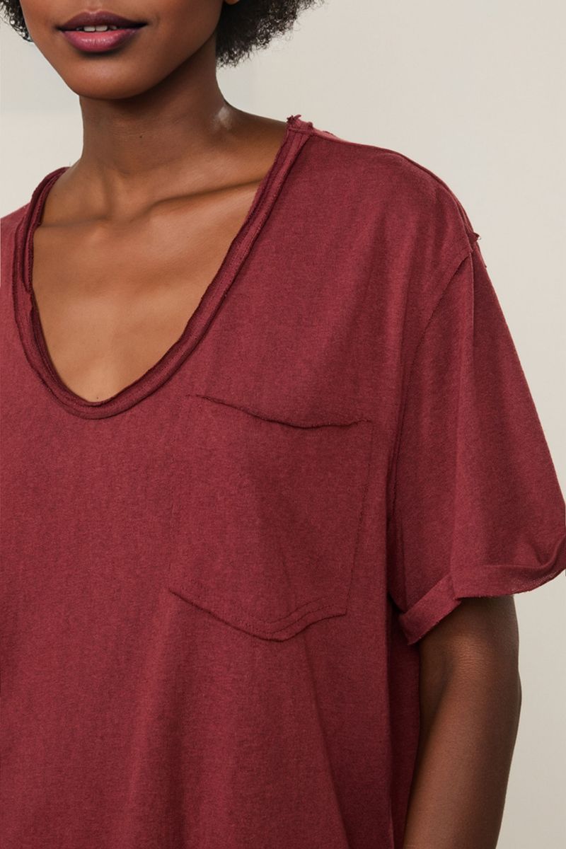Camiseta De Malha Com Bolso Lisa