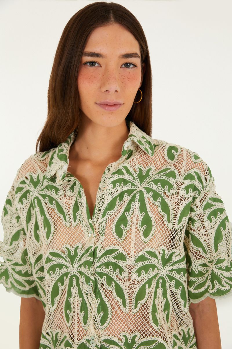 Camisa Artesanal Flor De Cacto