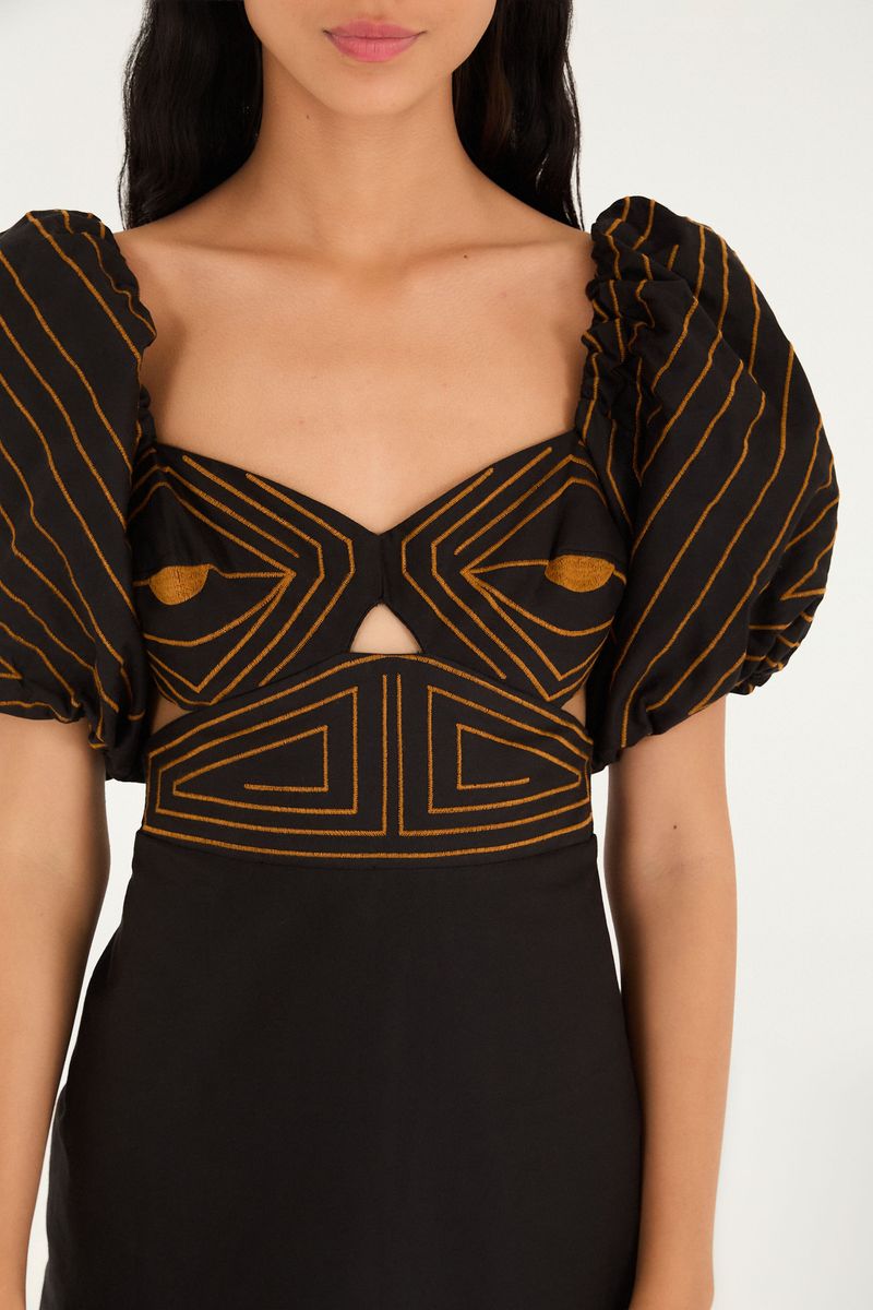 Vestido Midi Estampado Tipográfico Amazônia