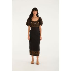 Vestido Midi Estampado Tipográfico Amazônia