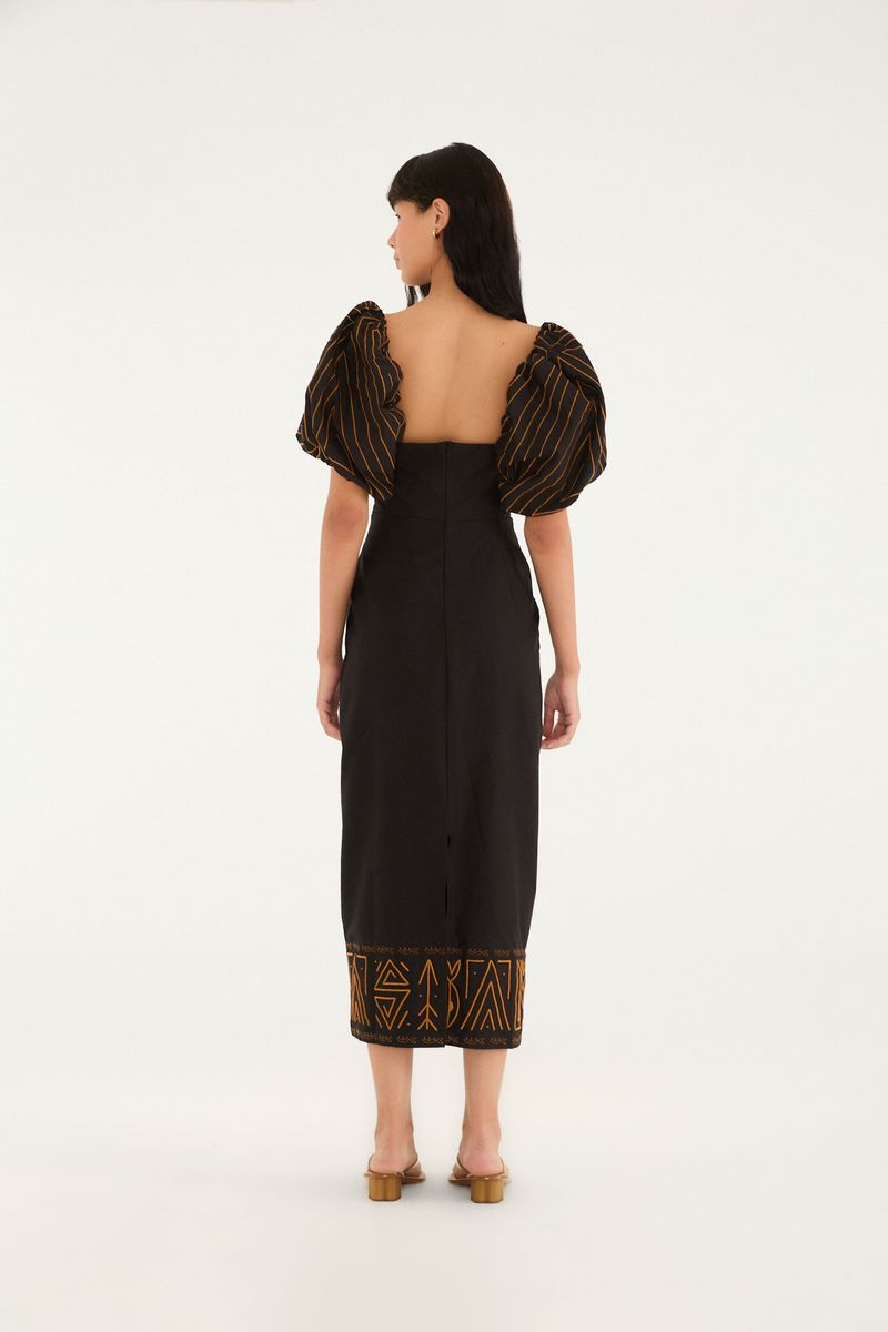 Vestido Midi Estampado Tipográfico Amazônia