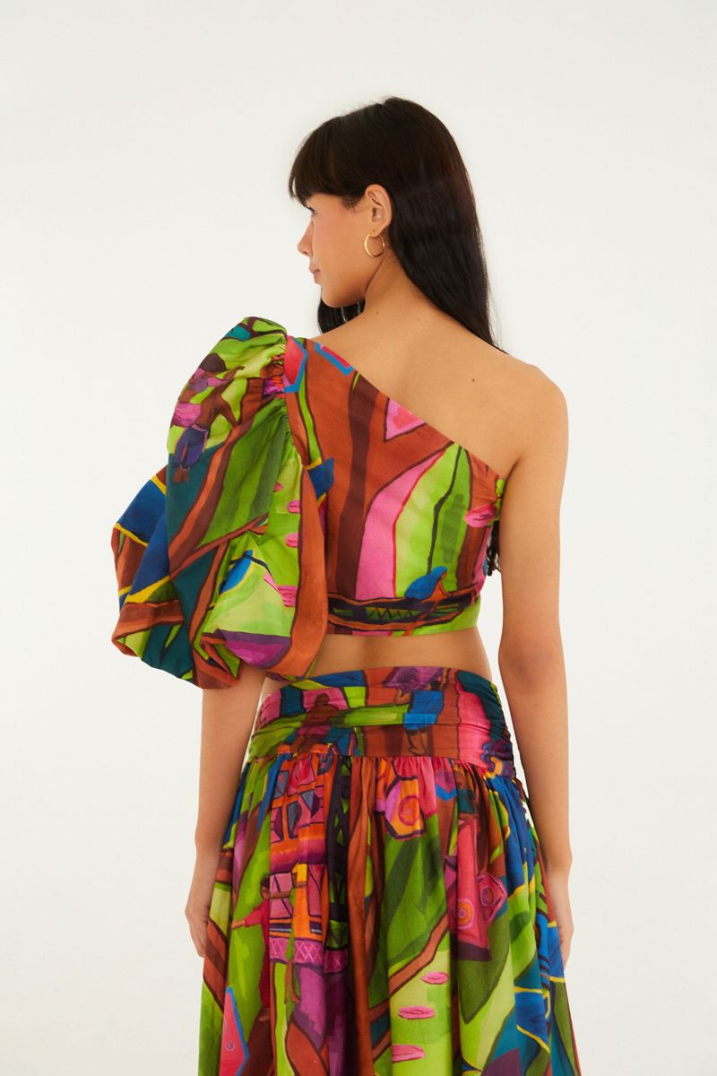 Blusa Manga Estampada Tropical Sound System