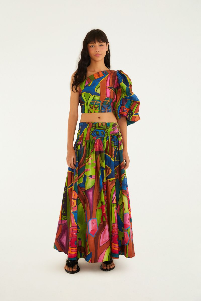 Blusa Manga Estampada Tropical Sound System