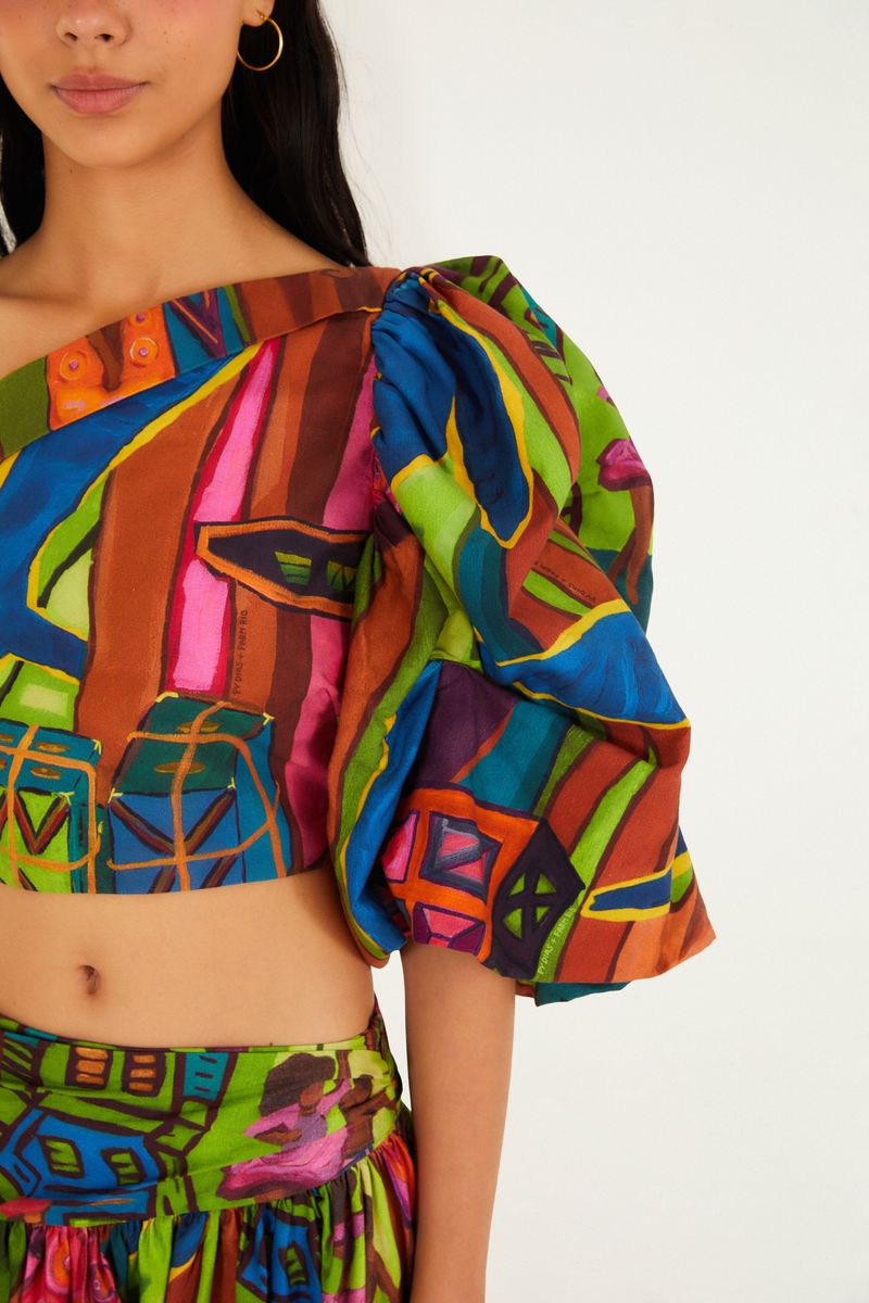 Blusa Manga Estampada Tropical Sound System