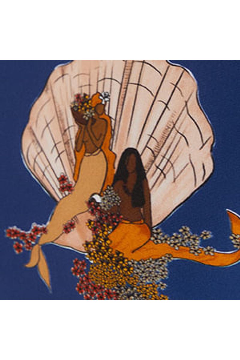 Maiô Manga Longa Estampado Sereia Concha