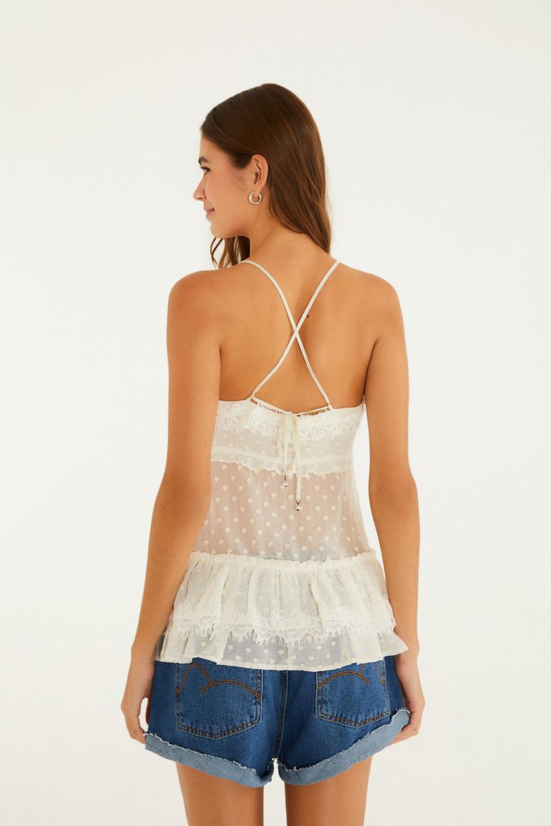 Blusa Renda Bordada Artesanal