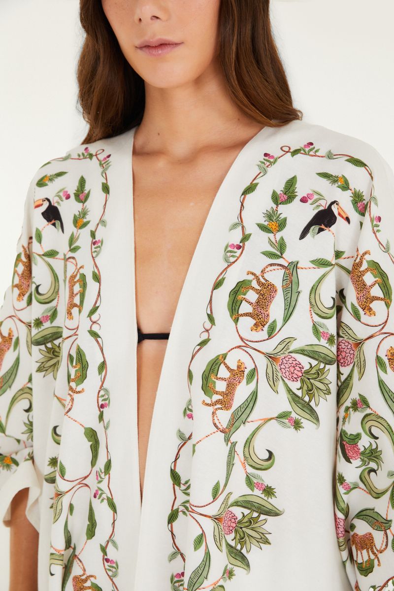 Kimono Estampado Floresta Doce