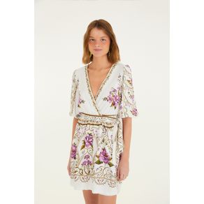 Vestido Curto Estampado Poesia De Flor