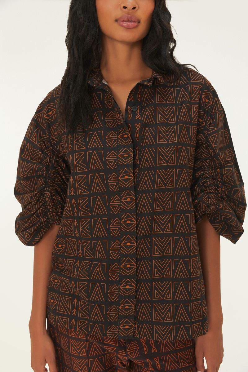 Camisa Estampada Tipográfico Amazônia