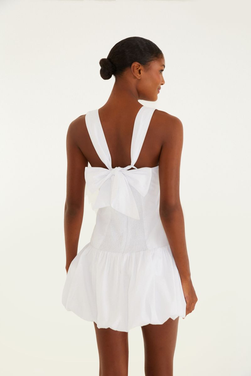Vestido Curto Frente Única Balonê Alças