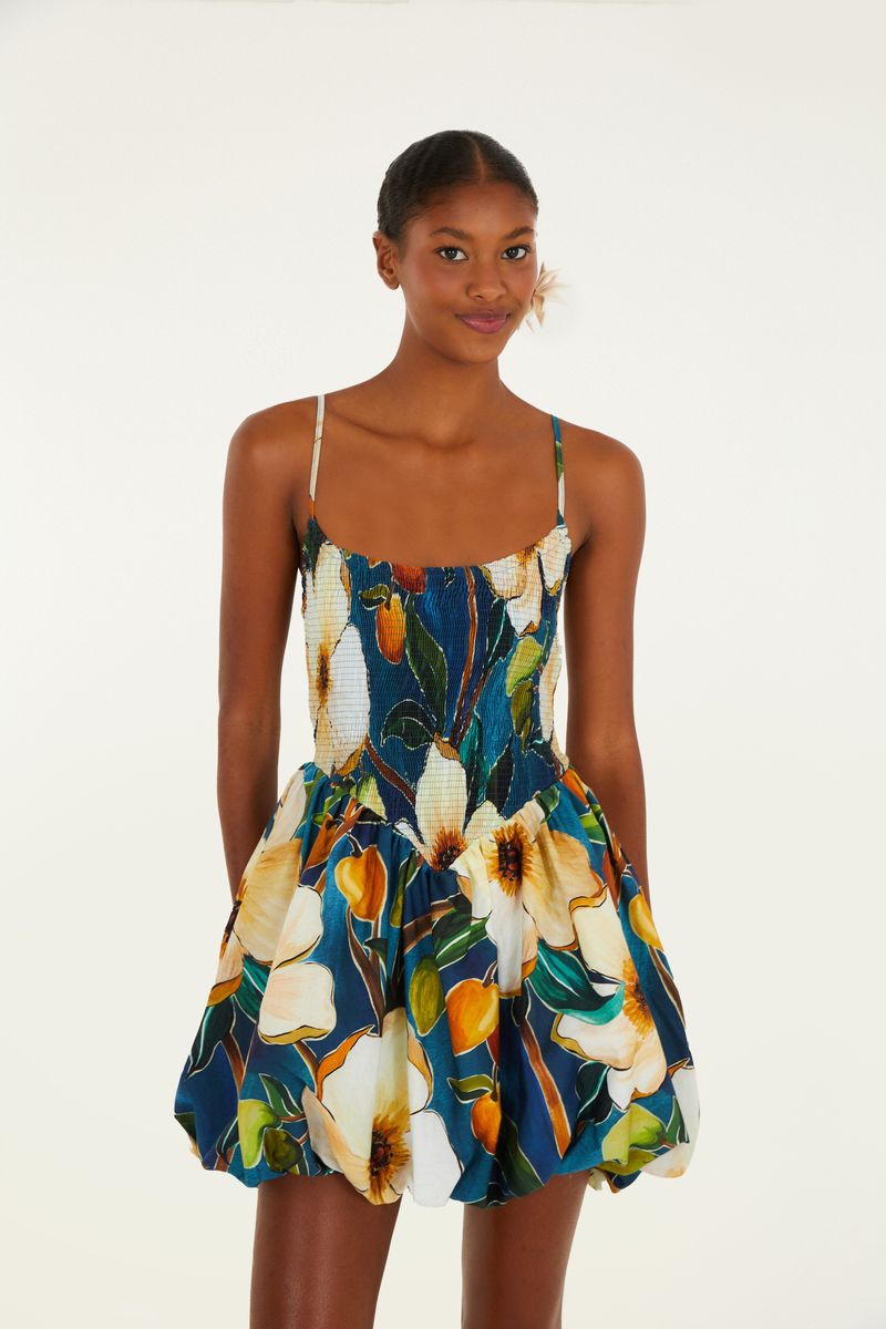Vestido Curto Estampado Jardim Litoral