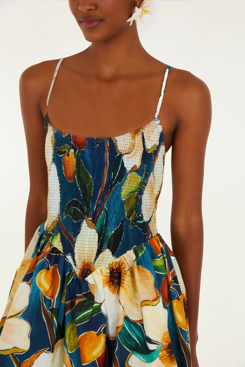 Vestido Curto Estampado Jardim Litoral