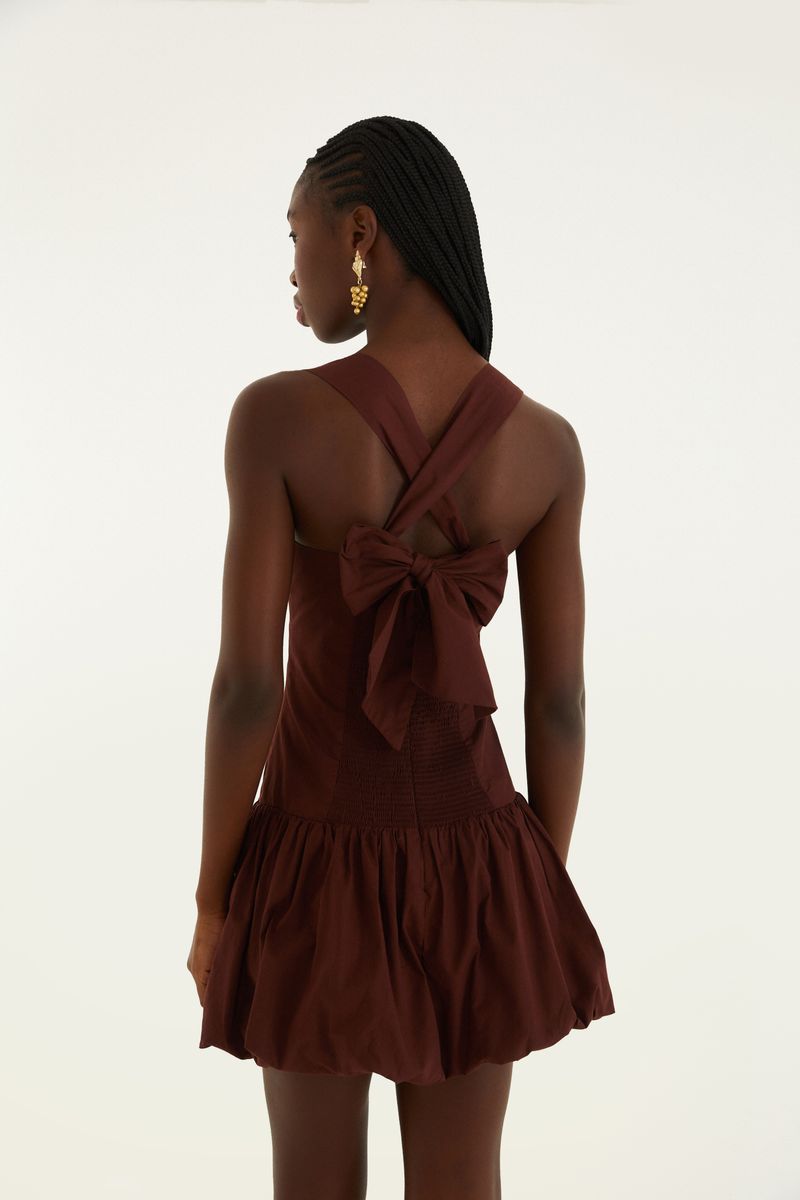 Vestido Curto Frente Única Balonê Alças