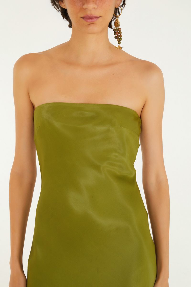 Vestido Sem Alça Cetim
