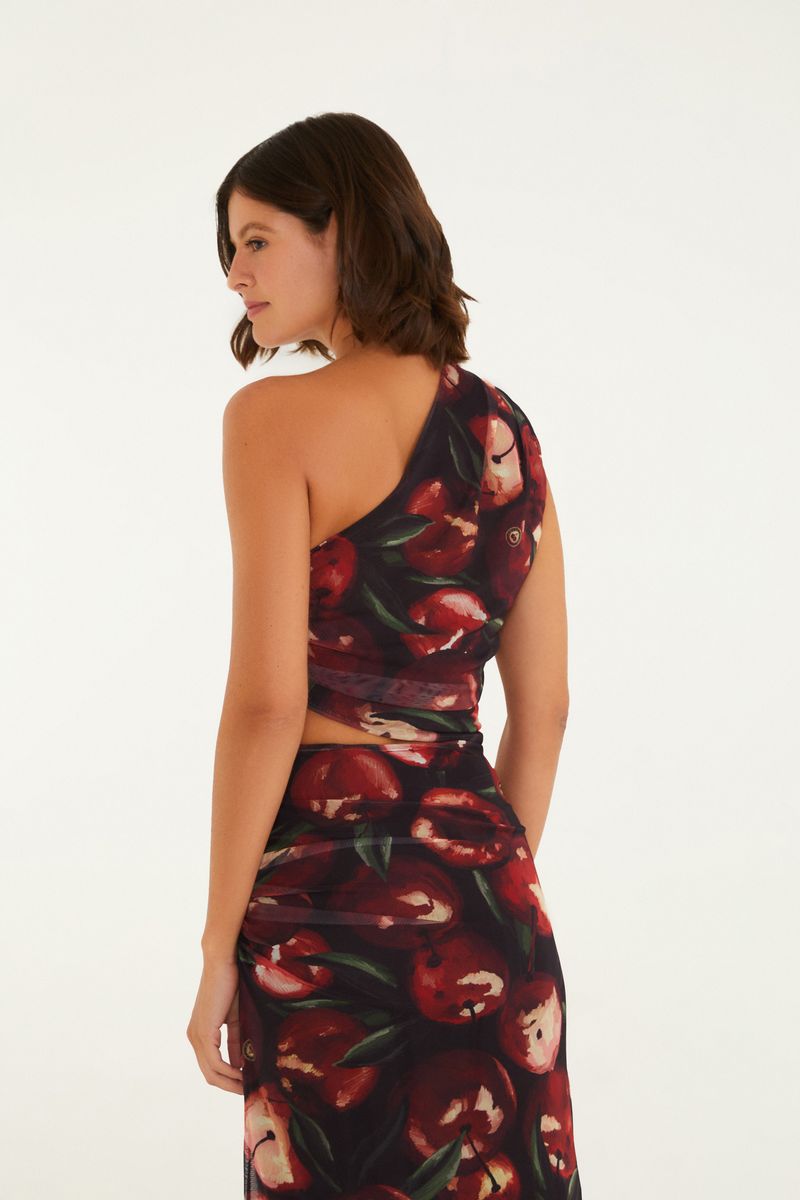 Blusa Tule Estampada Cereja Pintada