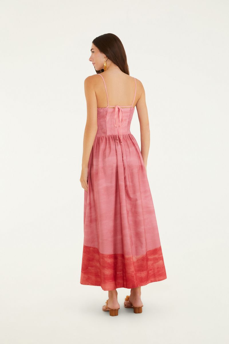 Vestido Longo Estampado Afrodite Rosa Jambo