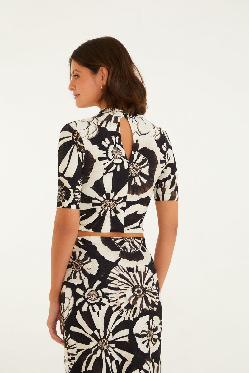 Blusa Cropped Estampada Flora