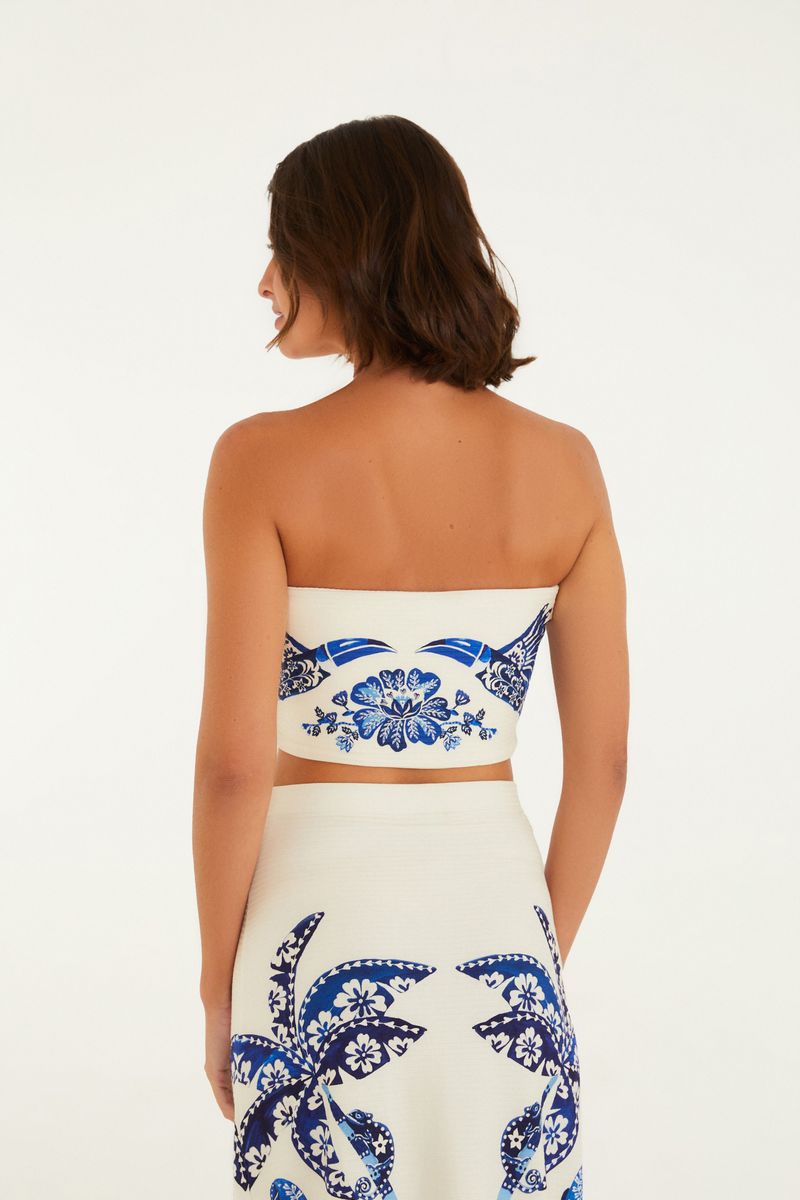 Top Reto Double Estampado Coqueiro Tropical