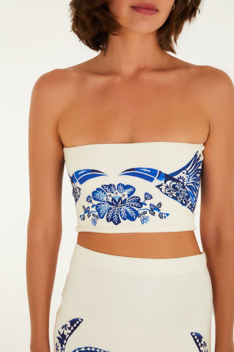 Top Reto Double Estampado Coqueiro Tropical