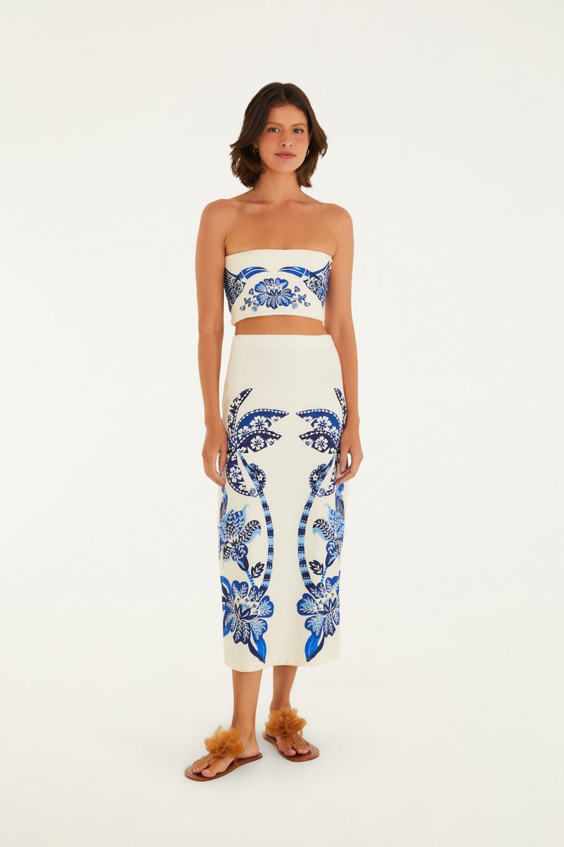 Top Reto Double Estampado Coqueiro Tropical