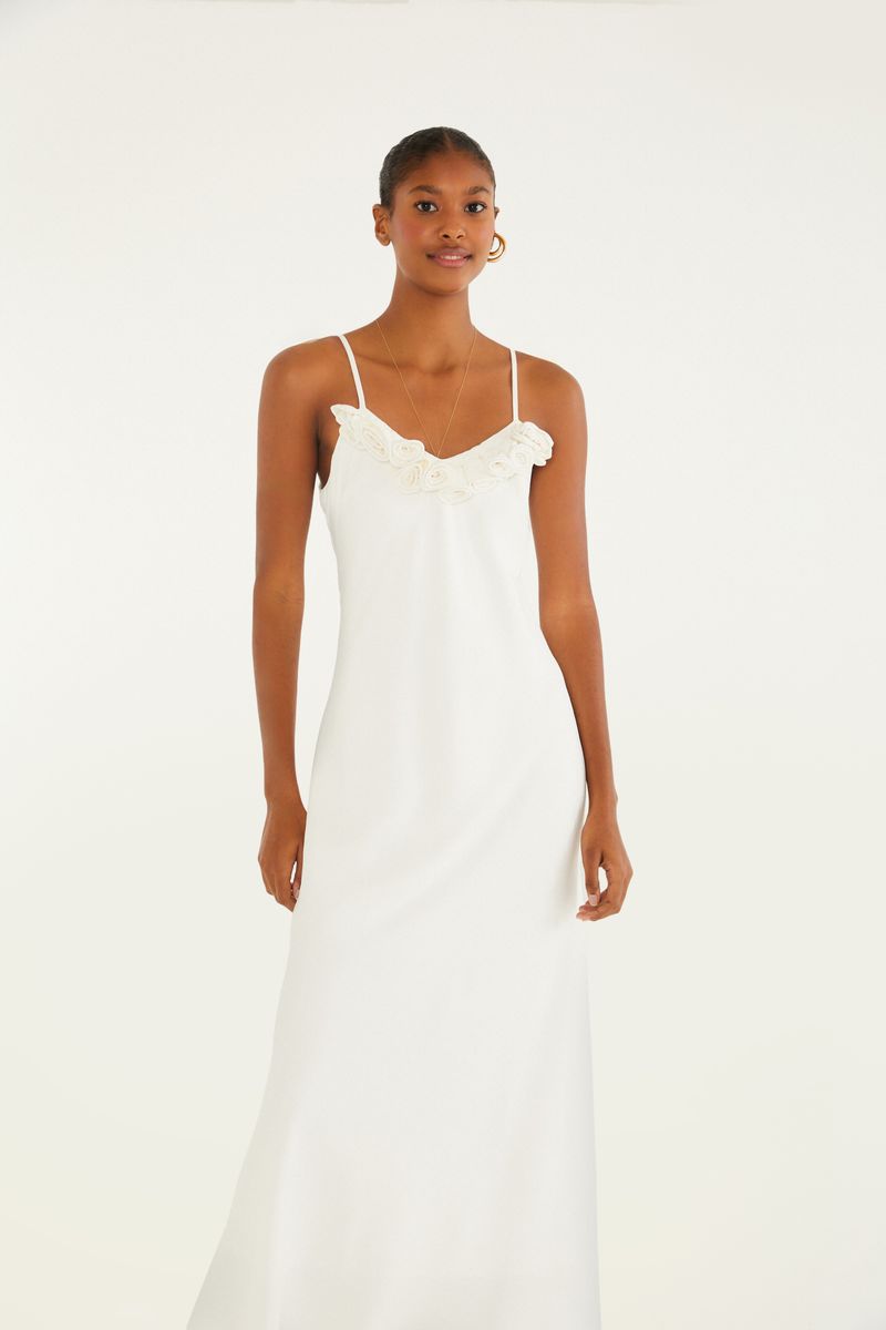Vestido Decote Flores