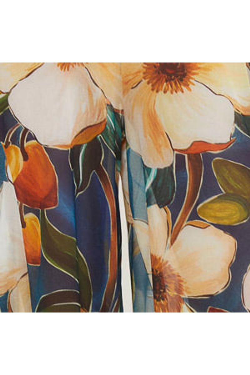 Calça Recorte Tule Estampada Jardim Litoral