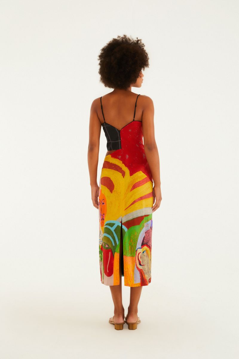 Vestido Cropped Estampado Café Pop Ana Leovy