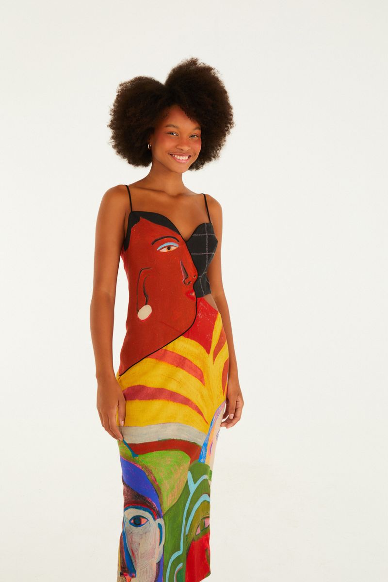 Vestido Cropped Estampado Café Pop Ana Leovy