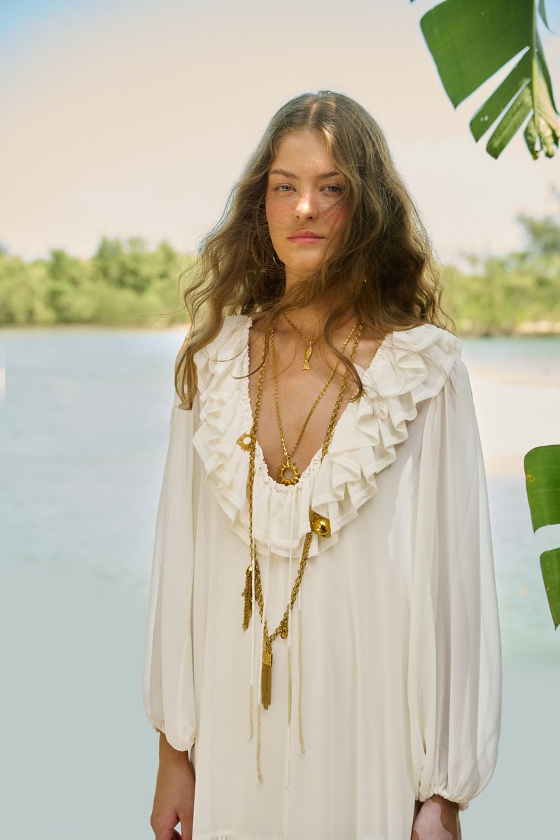 Vestido Babado Mangas