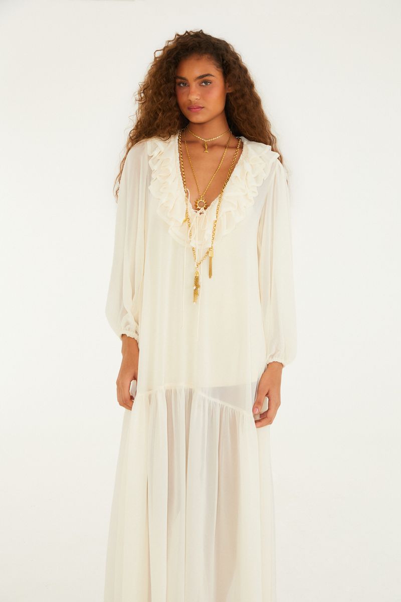 Vestido Babado Mangas