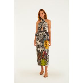 Vestido Midi Estampado Pb Ruta