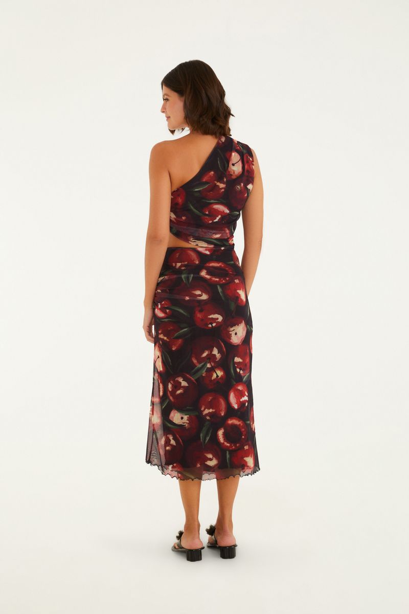 Saia Tule Estampada Cereja Pintada