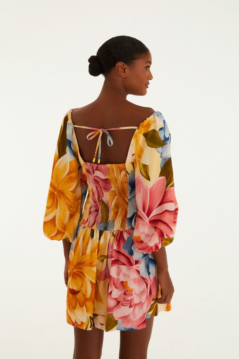 Vestido Curto Estampado Floral Rebeca