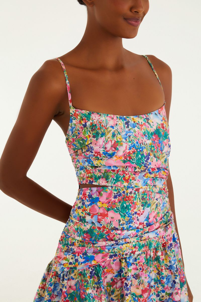 Vestido Curto Estampado Camponesa