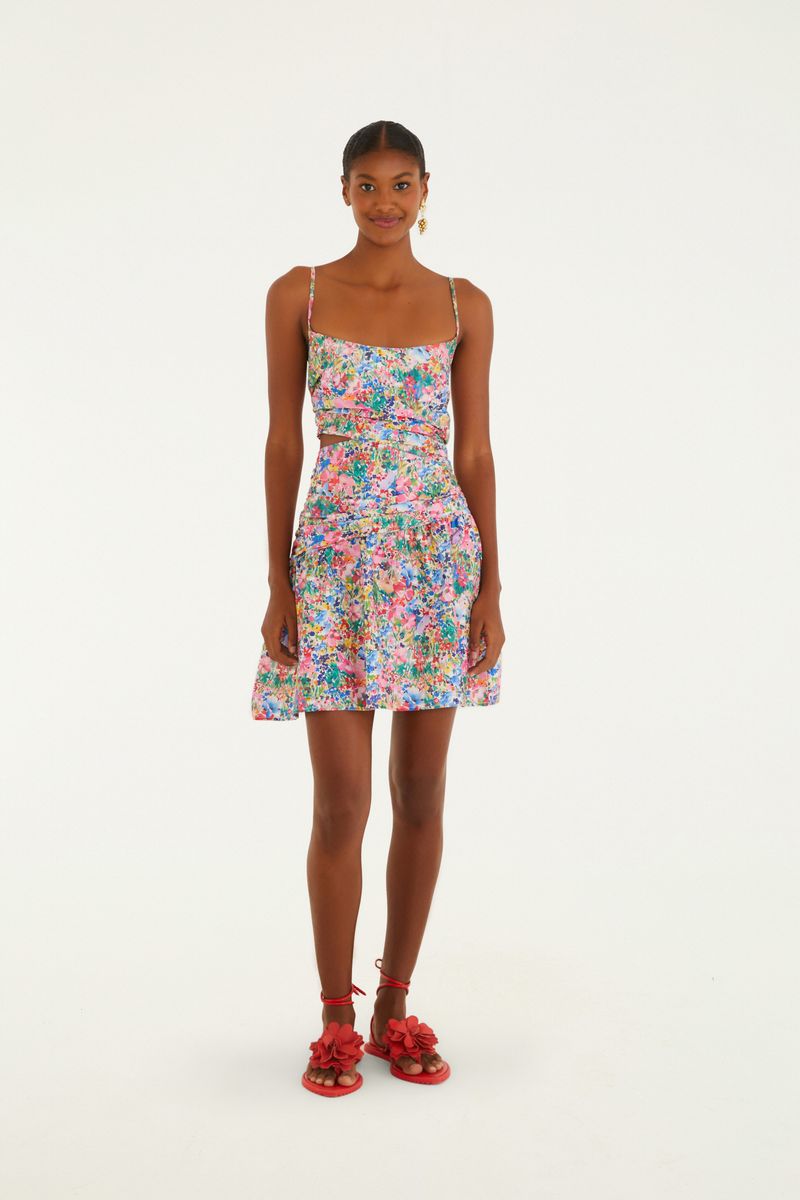 Vestido Curto Estampado Camponesa