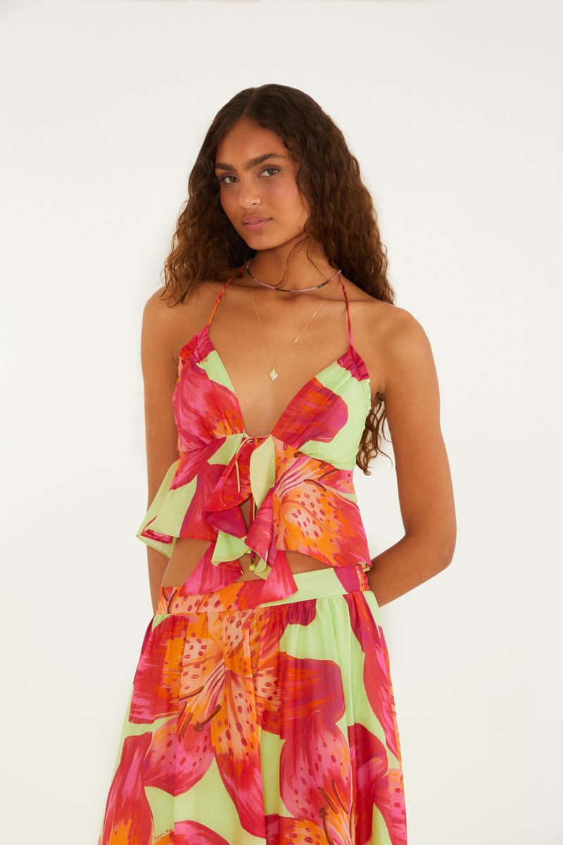 Blusa Estampada Lírio Tropical
