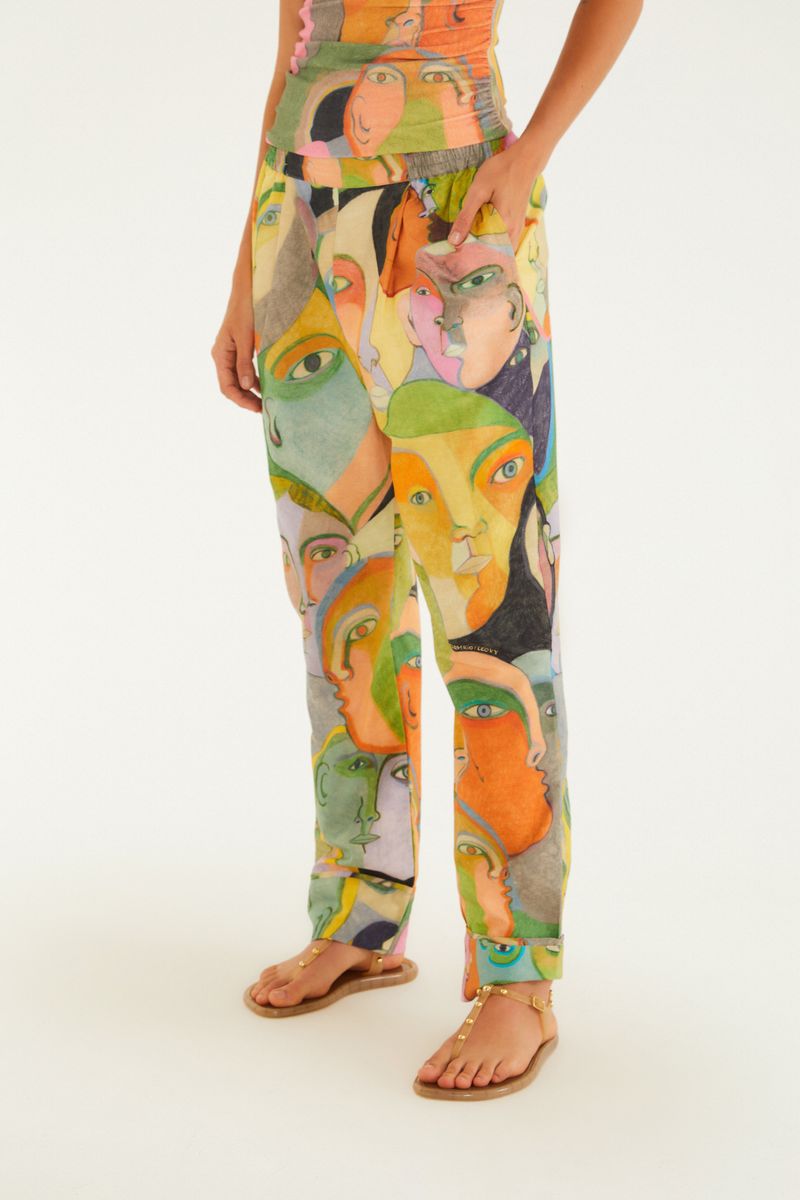Calça Estampada Multidão Ana Leovy