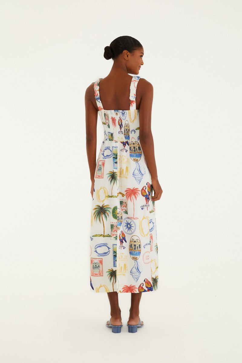 Vestido Estampado Tropical Vintage