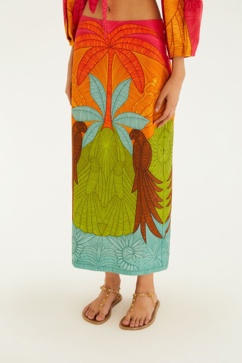 Saia Midi Cobogó Estampada
