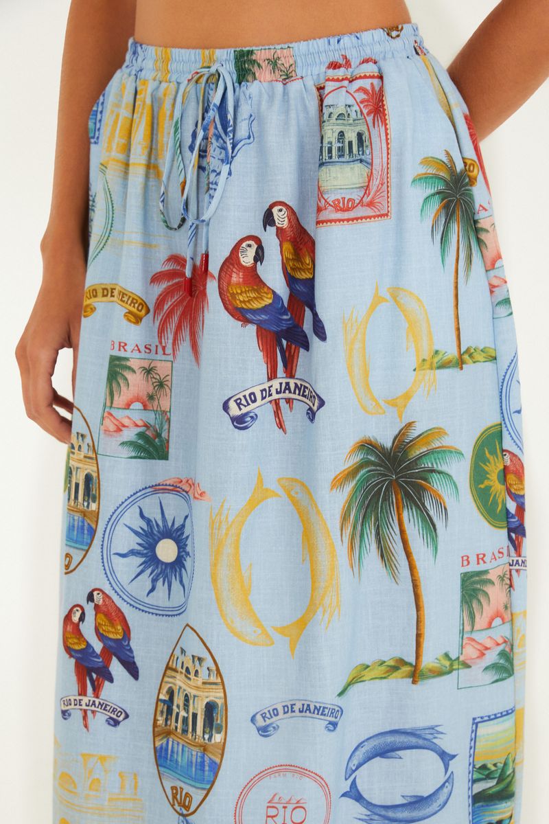 Saia Estampada Tropical Vintage