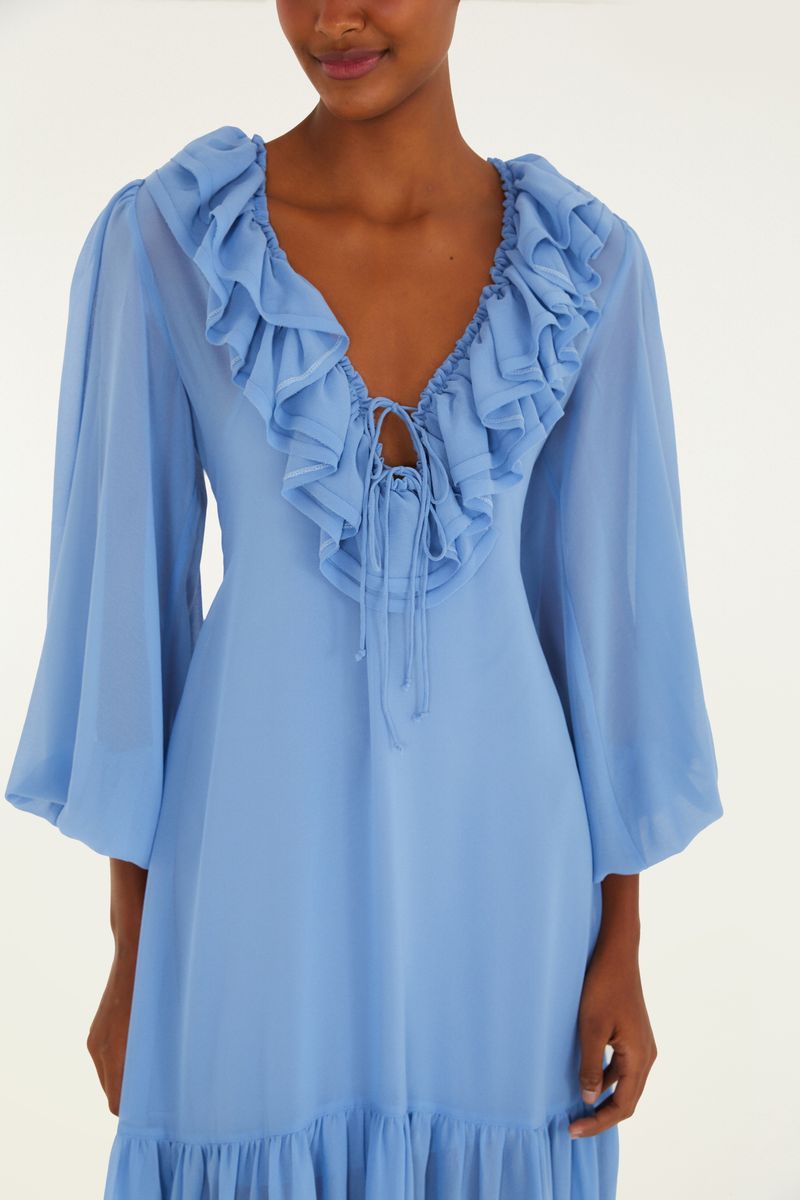 Vestido Babado Mangas