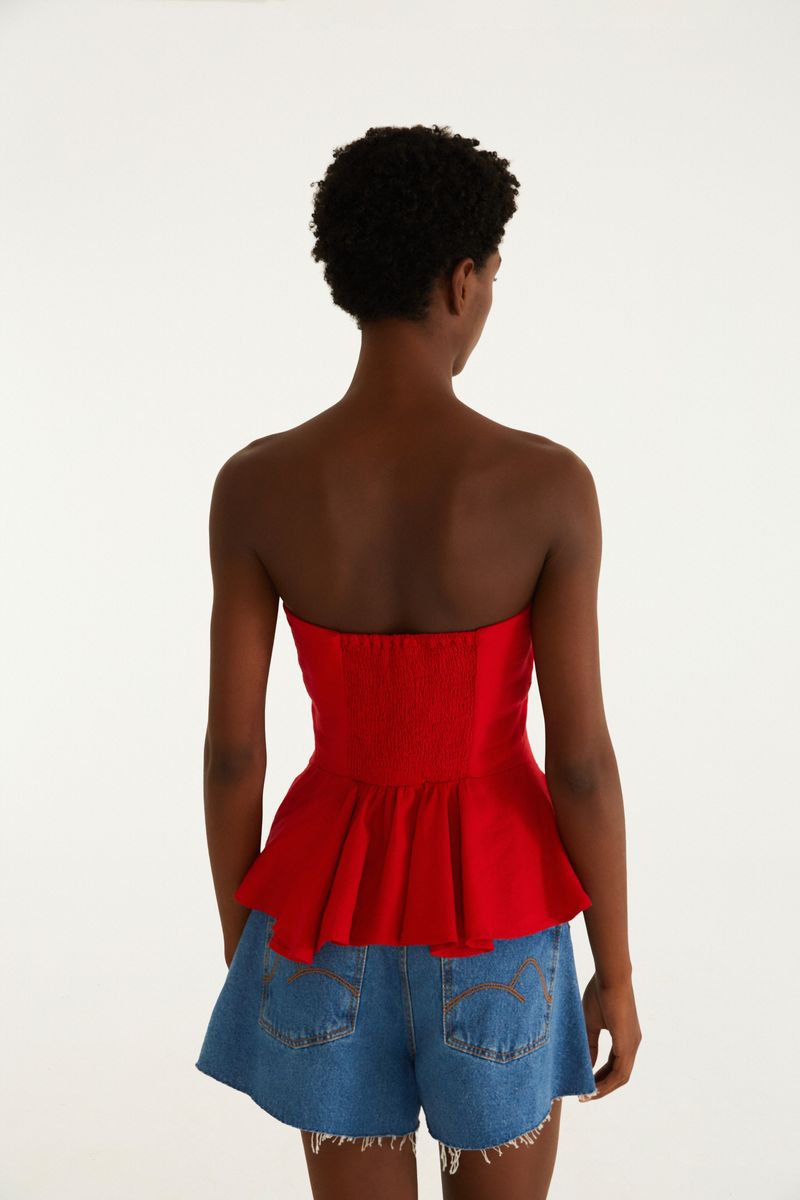 Blusa Sem Alça Pregas